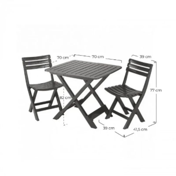Conjunto de Terraza Plegable de 2 Sillas y Mesa  Progarden Antracita