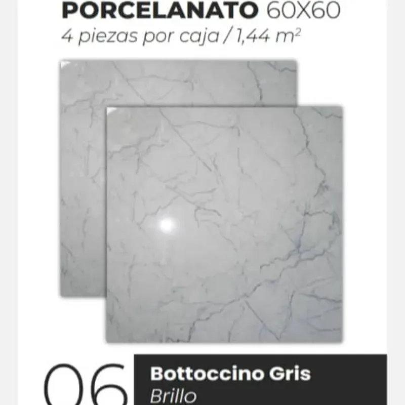 Losas Porcelanato Brillo Bottoccino Gris
