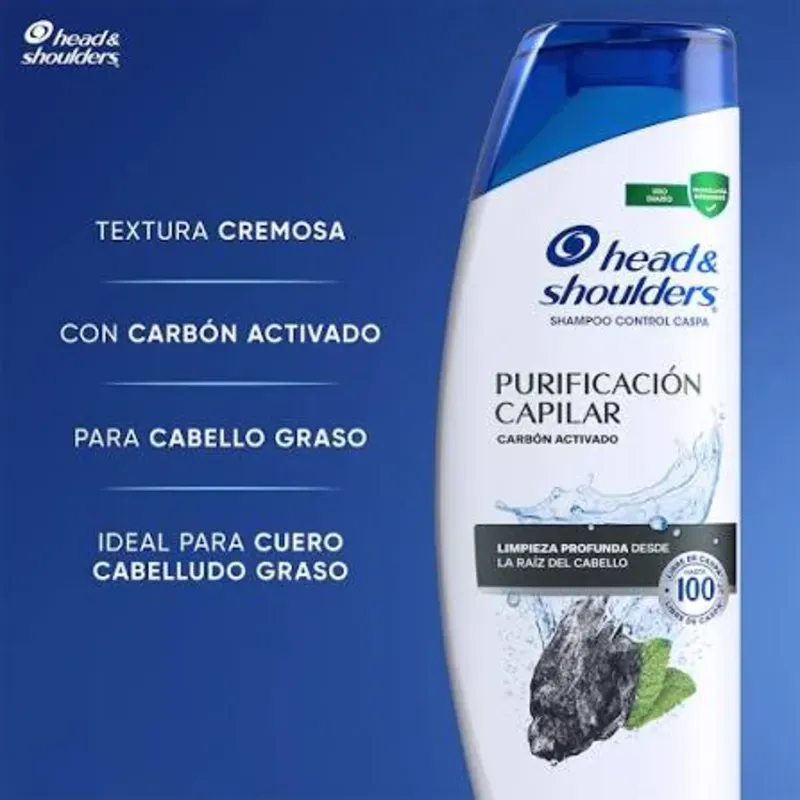 Champú Head&Shoulders 375 ml de Carbón para pelo graso