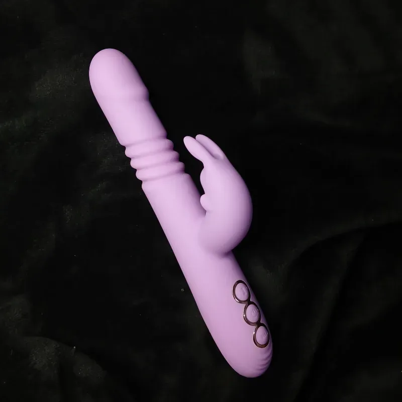 Vibrador de empuje con orejas de conejo clásicas