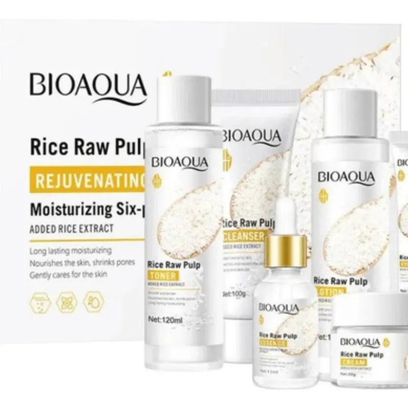 Kit Facial Arroz Aclarante Antiedad Skincare X 6 Bioaqua