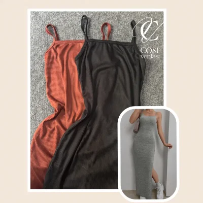 Vestido de tirantes largo abierto al lado) varios colores disponibles