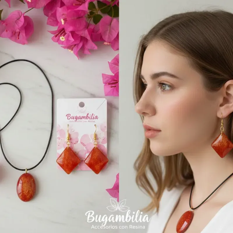 Conjunto de collar y aretes