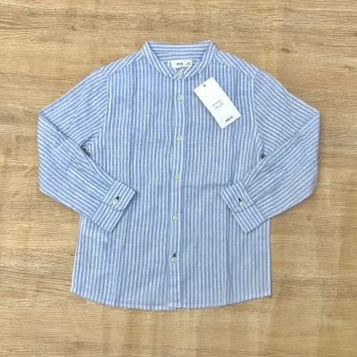 Camisa Mango azul con rayas blancas