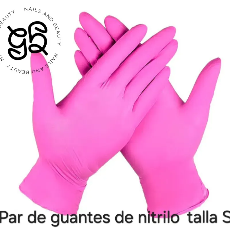 Guantes de nitrilo rosa talla S