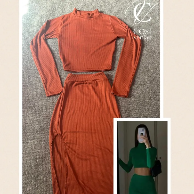 Conjunto de saya carmelita