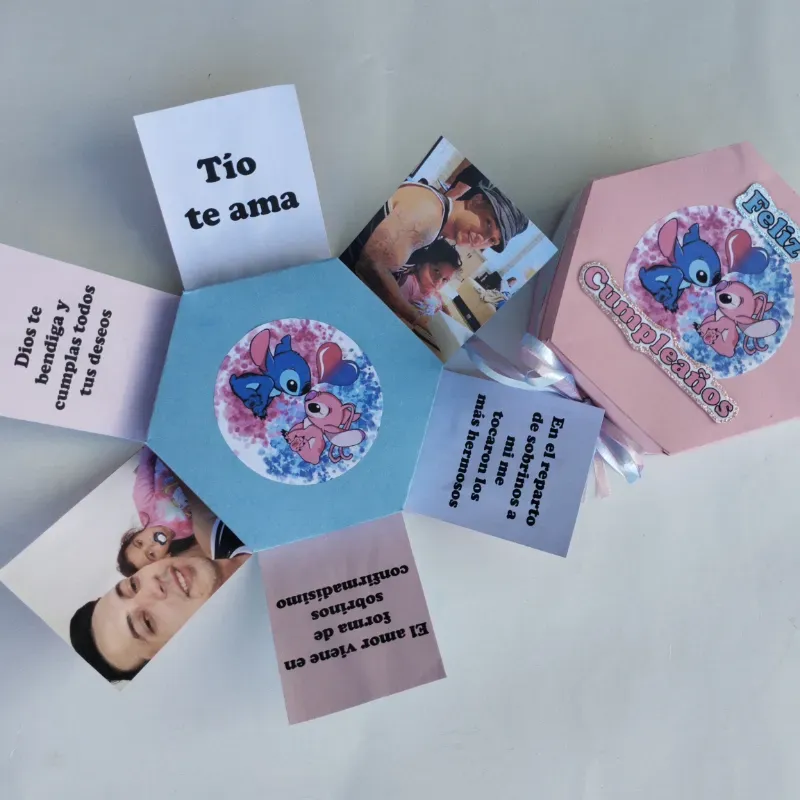 CAJA EXPLOSIVA HEXAGONAL 6 FOTOS