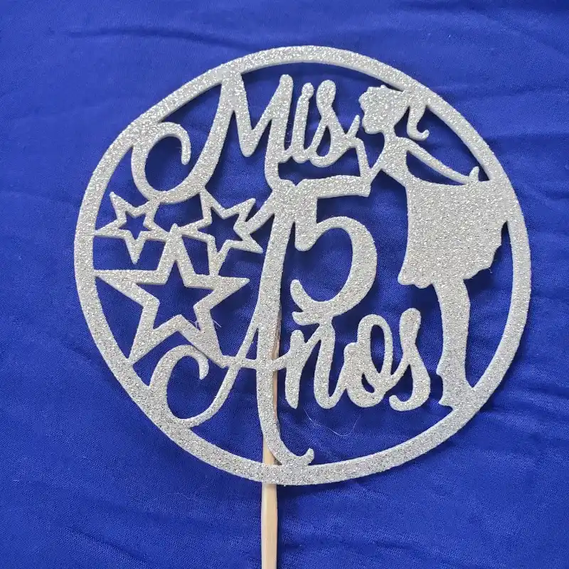 Topper plateado Mis 15 años troquelado de foami