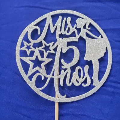 Topper plateado Mis 15 años troquelado de foami