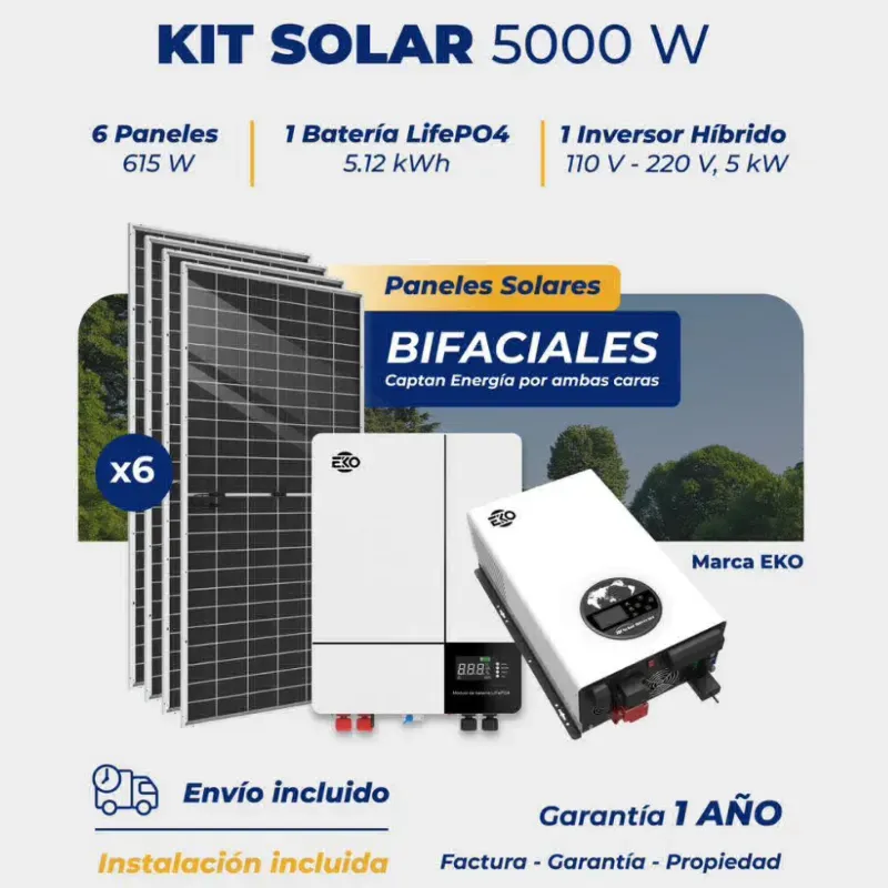 INVERSOR EKO 5KW + BATERÍA 5.1KWh + 6 PANELES 615W (FAD)