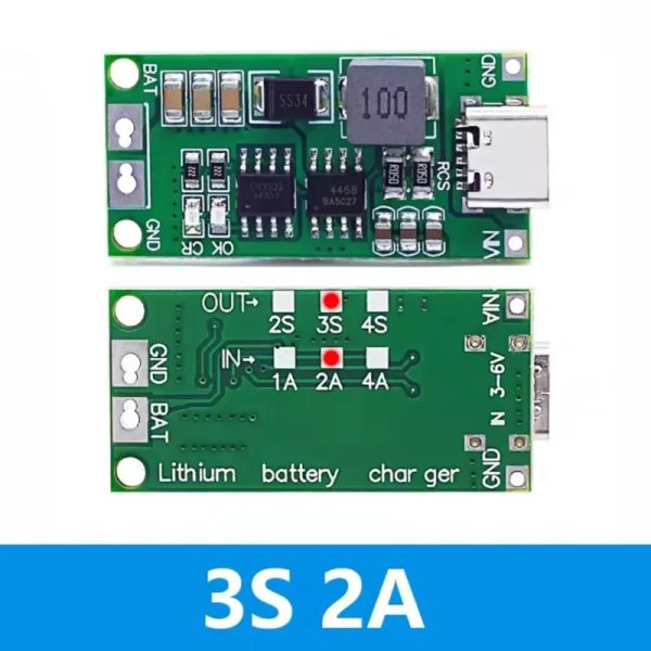 Cargador USB Tipo C para Baterías de Litio Multicelda (3S-2A)