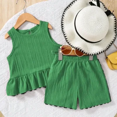 CONJUNTO 2 PZS PARA NIÑA	VERDE TOP CUELLO REDONDO CHORT HOLGADO