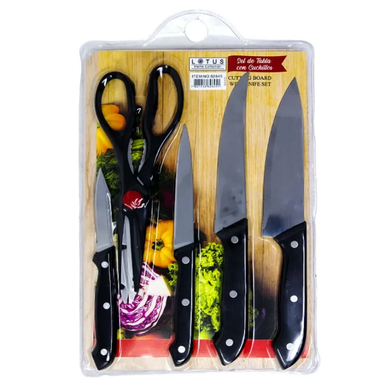 Set de tabla de picar con cuchillos