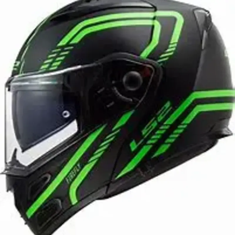 CASCO DE MOTO ABATIBLE NEGRO/VERDE GRAPHIC L