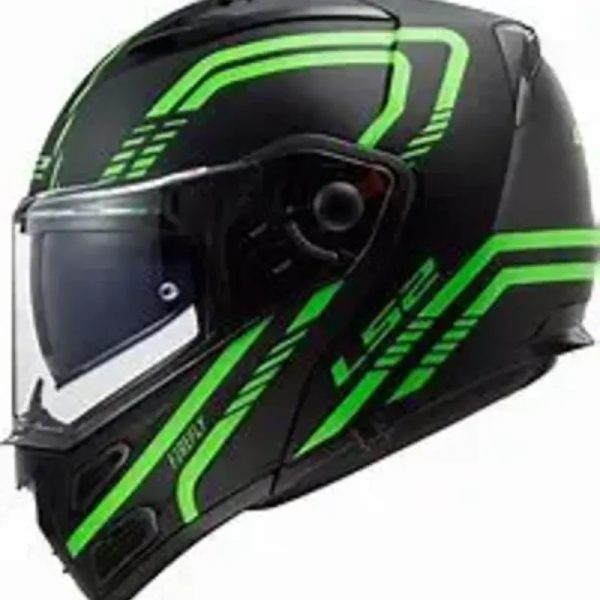 CASCO DE MOTO ABATIBLE NEGRO/VERDE GRAPHIC L