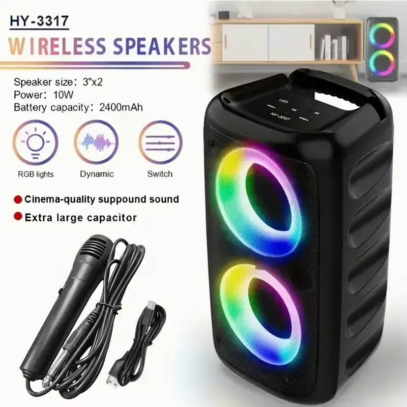 Bocina InálambrBluetooth Portátil Caja de Fiesta Recargable Modelo Llama Luz Led Rgb 3w Rms Pb-332