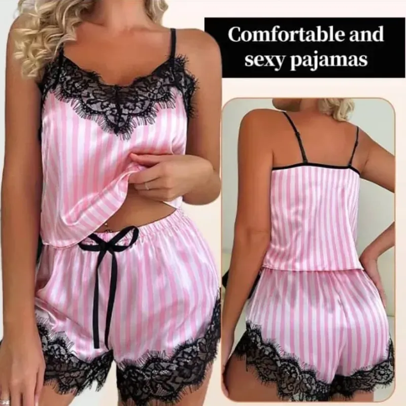 ‼️Pijama de satin de rayas‼️
