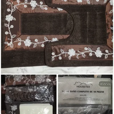 JUEGO DE ALFOMBRAS PARA BAÑOS (18 PIEZAS) VARIOS COLORES A ESCOGER