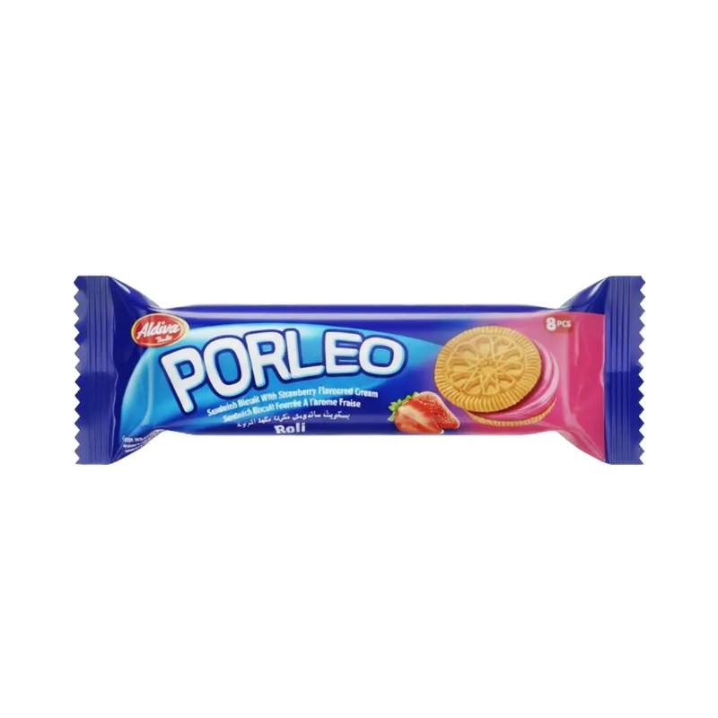 Galletas Porleo Roli relleno de crema sabor fresa