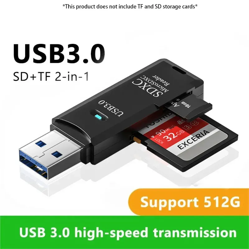  Lector de Tarjetas USB 3.0/2.0 Multifuncional 2 en 1 (TF + SD)