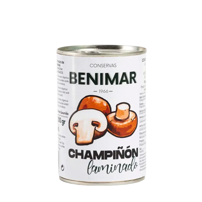 Champiñón laminado marca Benimar 370 ml