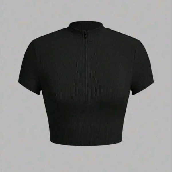  Camiseta con ziper — Negro
