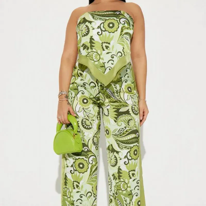 Conjunto  verde estampado
