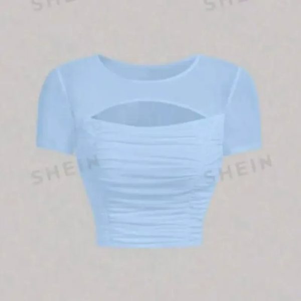  Top fruncido con abertura — Azul