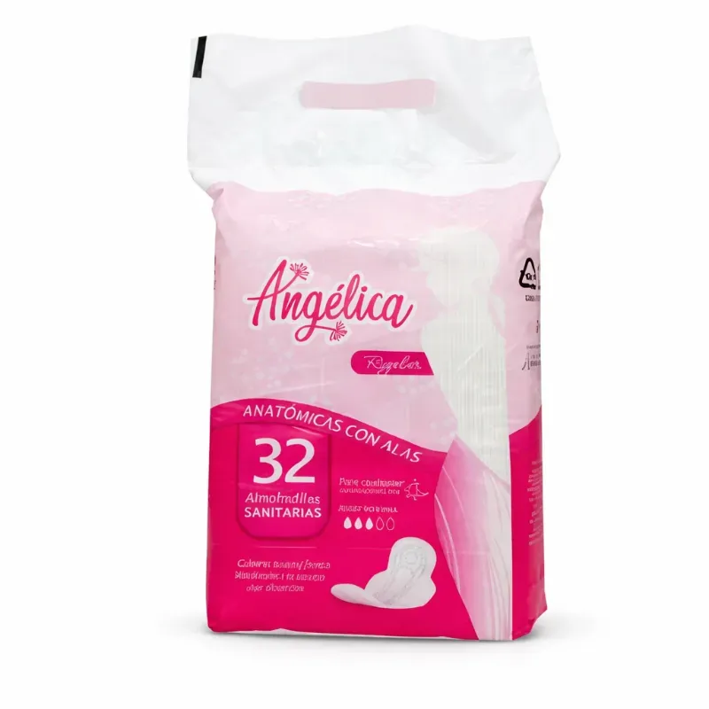 Almohadillas sanitarias Angélica de 32 u con alas