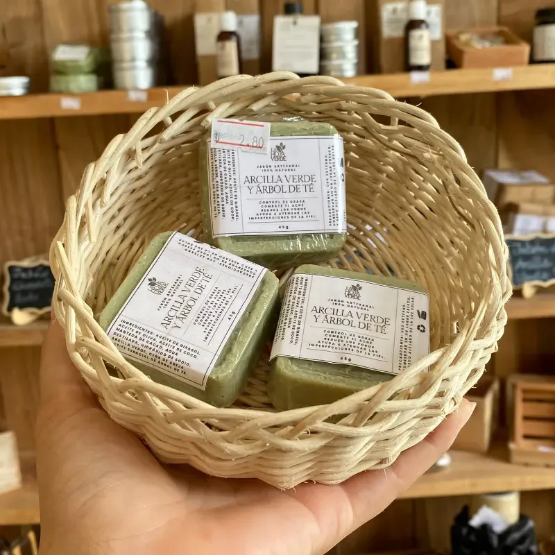 Jabón mini de Arcilla Verde y Aceite esencial de árbol de té 