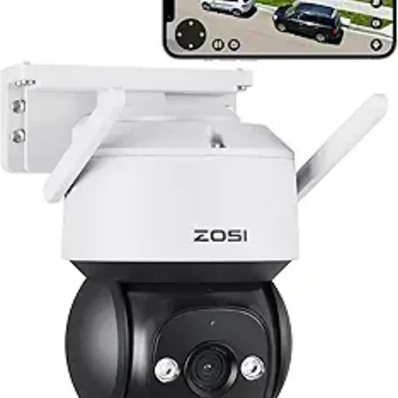 ZOSI C290 Plug-in 4MP 2.5K QHD Pan/Tilt WiFi Cámara IP de seguridad con cable para exteriores interiores, cámara inalámbrica PT con visión nocturna a color, detección de humanos y vehículos AI,