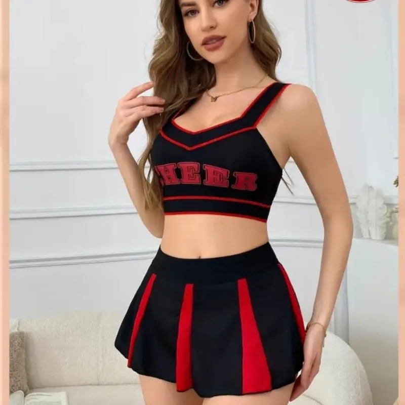 Disfraz de porrista negro y rojo