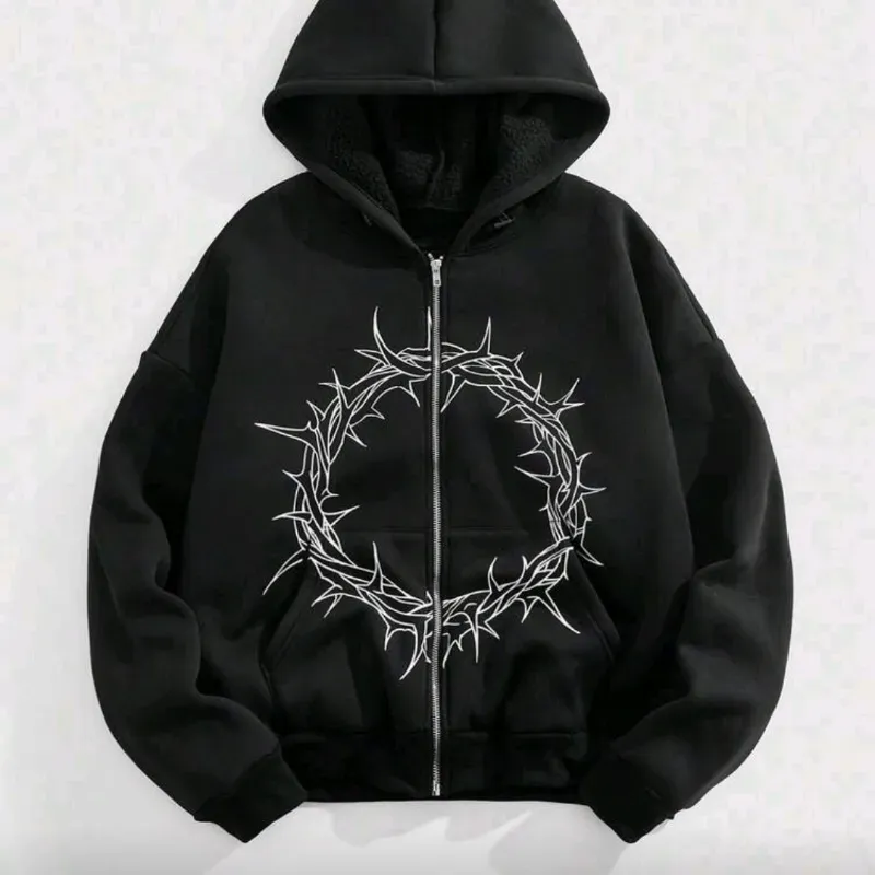  Sudadera con capicha y ziper — Negro