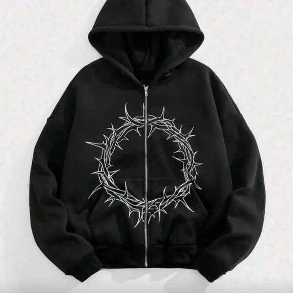  Sudadera con capicha y ziper — Negro