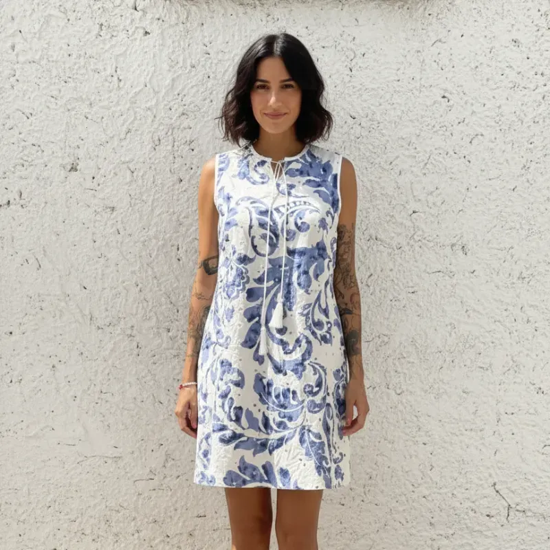 Vestido Bordado azul