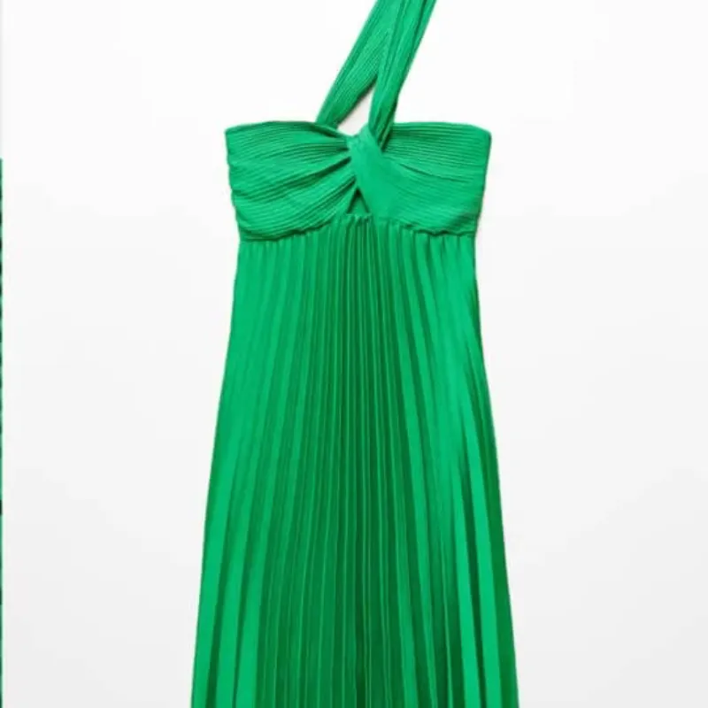 Vestido verde plisado