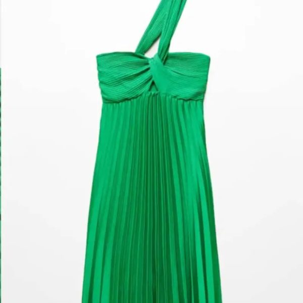 Vestido verde plisado
