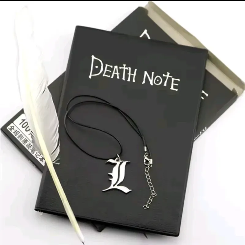 Set de cuaderno , pluma  y collar de la serie Death Note