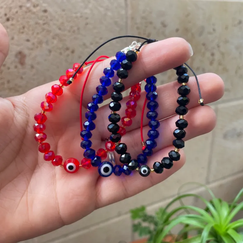 Pulsera de cuentas de cristal shawroski con ojo turco