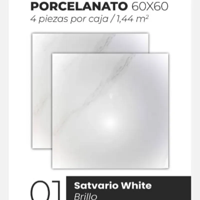 Losas Porcelanato Brillo Satvario White