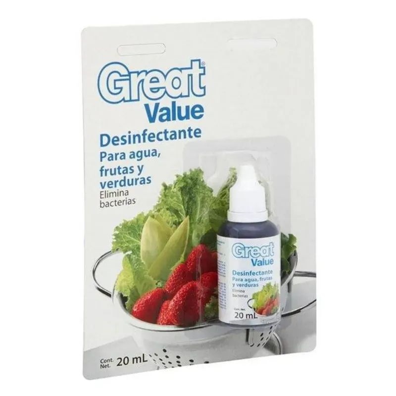  Great Value Desinfectante para Agua, Frutas y Verduras – 20 mL