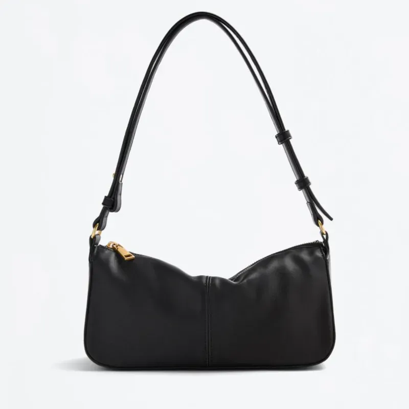 Bolso negro mini con asa Detalles dorados
