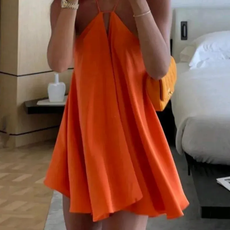 Vestido mini Halter/ Naranja