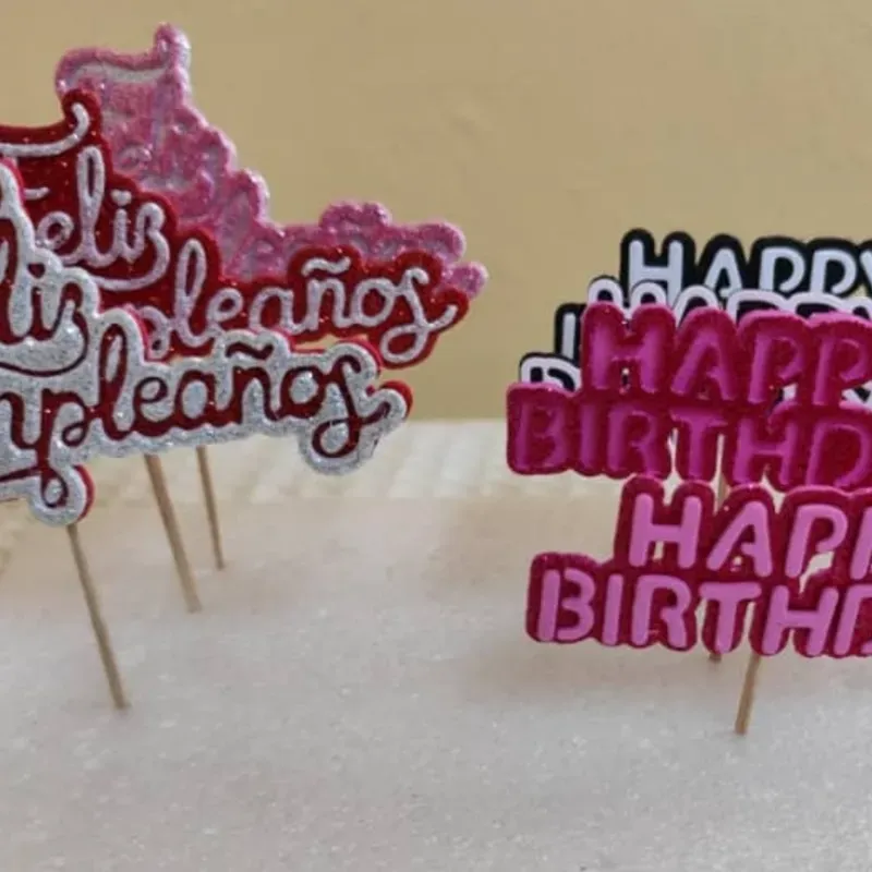 Topper Happy Birthday y Feliz Cumpleaños