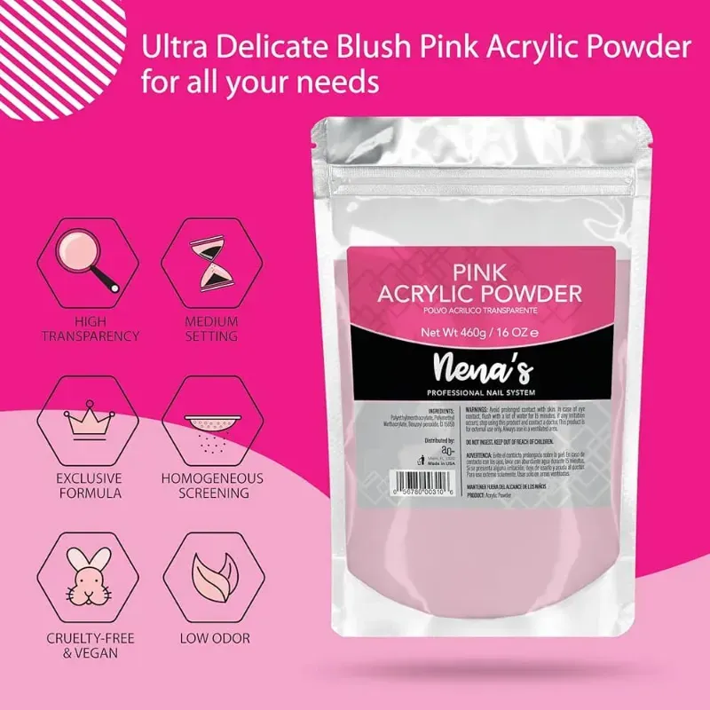 Polvo acrílico Nena's rosado (por onza 450)