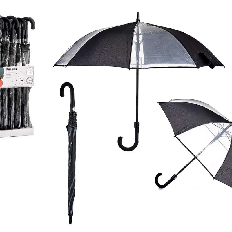 Paraguas 8 varillas automático con tela negro