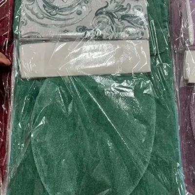 Juego de cortina de ducha y alfombras [ verde claro ]