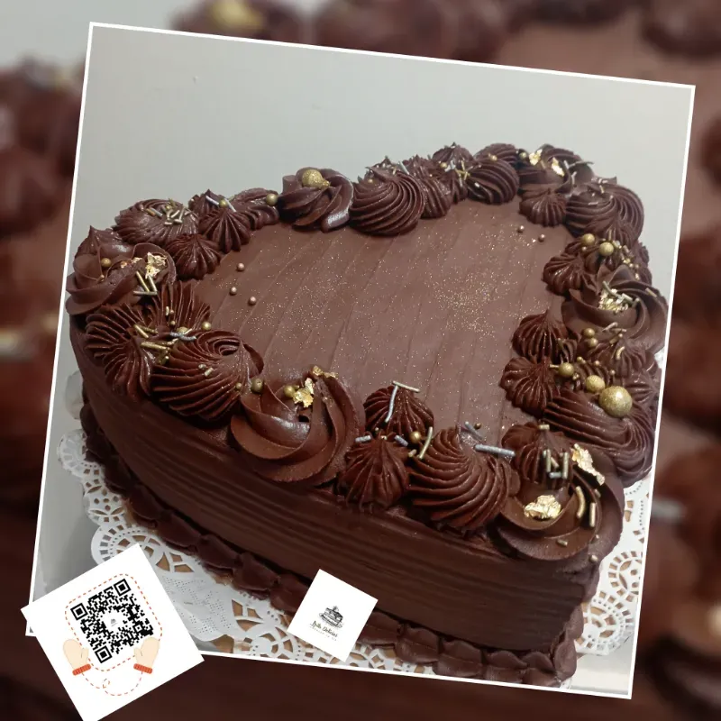 Torta de Corazón de Ganache de Chocolate