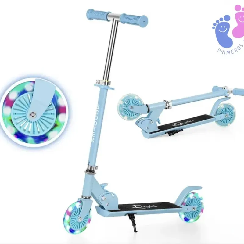  Scooter infantil plegable con luces LED color azul