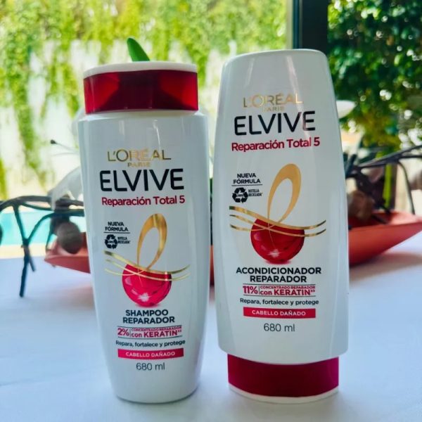 Shampoo y Acondicionador L'Oréal Elvive reparación total 5 cabello dañado 680 ml